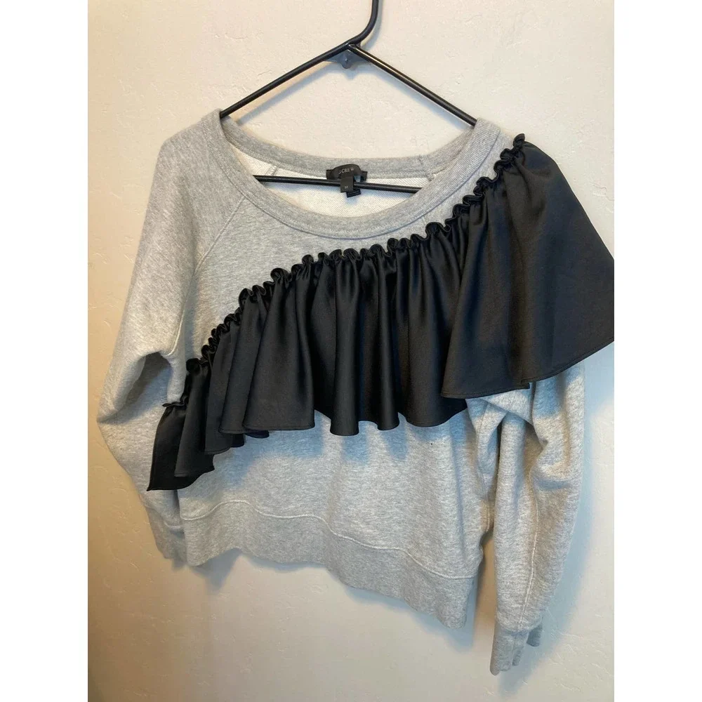 J.Crew Asymmetrical Ruffle Sweatshirt - Picture 2 of 6